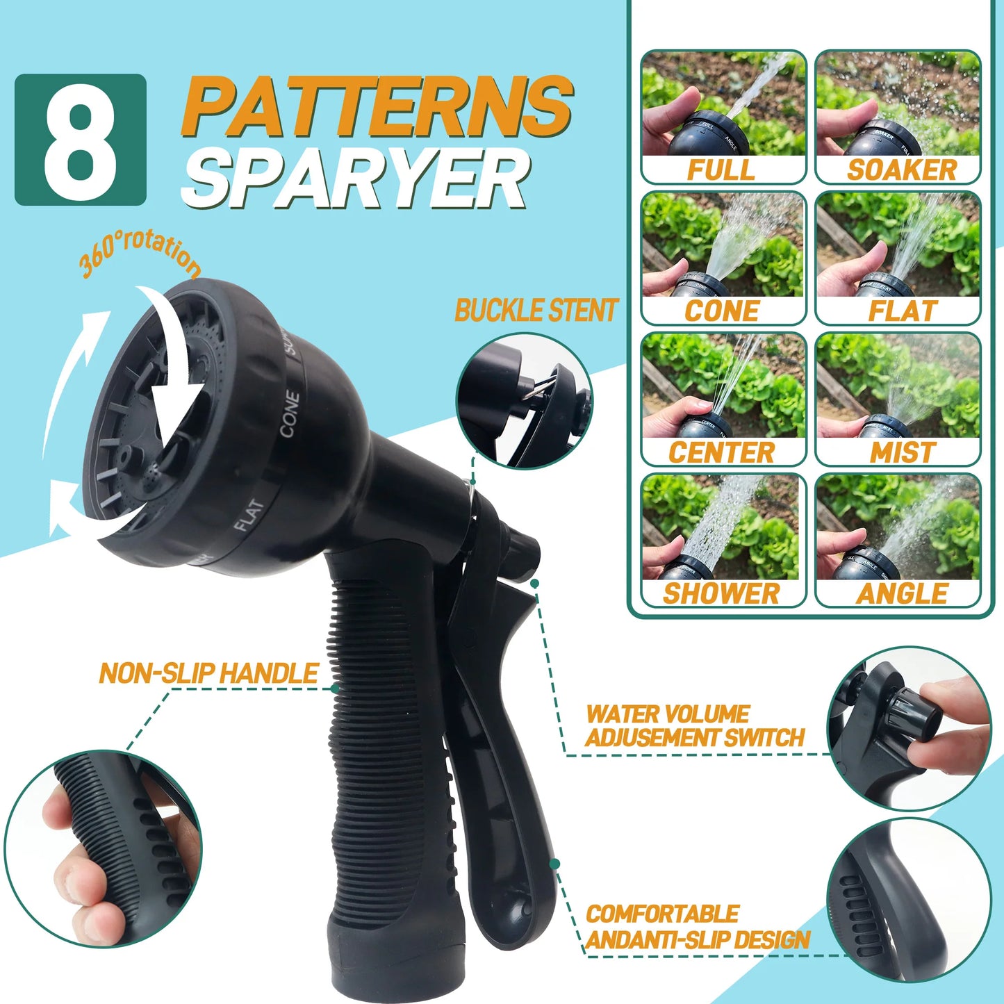 100ft Expandable Garden Hose With Nozzle Lightweight Durable