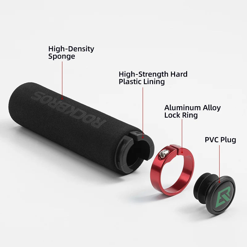 ROCKBROS Cycling Bicycle Gear Grips MTB Bike Silicone Sponge Handlebar Soft Ultralight Grips Anti-skid Shock-absorbing Bike Part
