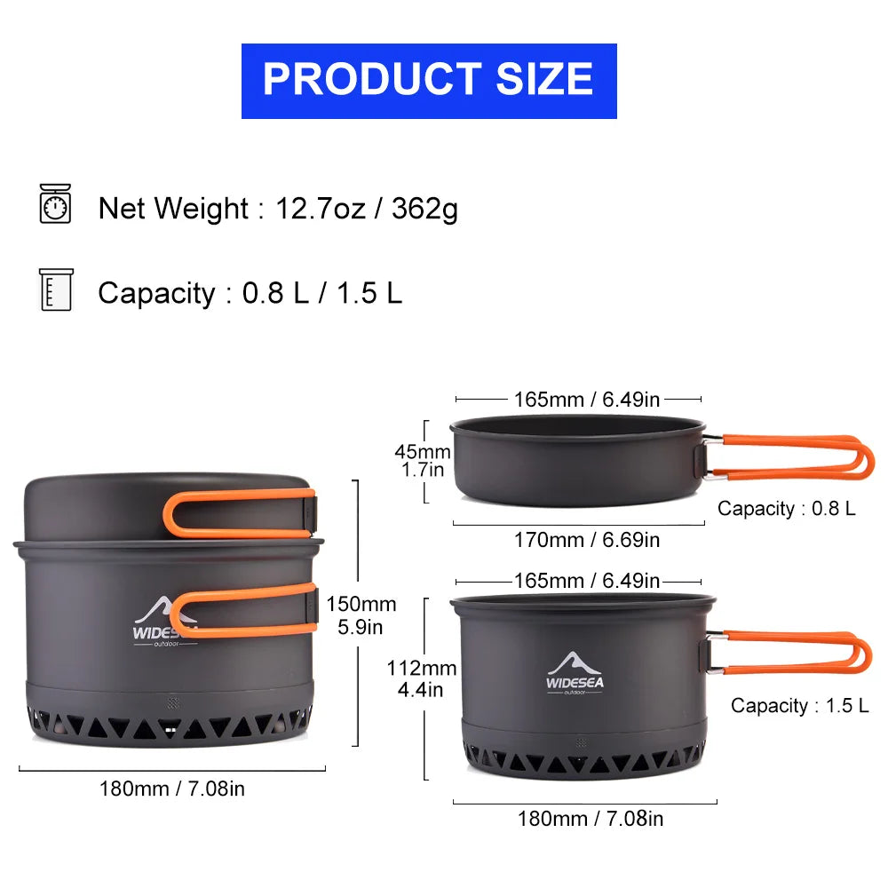 Widesea Camping 1.3L 2.3L Cookware Outdoor Cooking Set Heat Cooker Travel Tableware Pot Kettle Tourist Kitchen Utensil Equipment - Get Outside Today 25