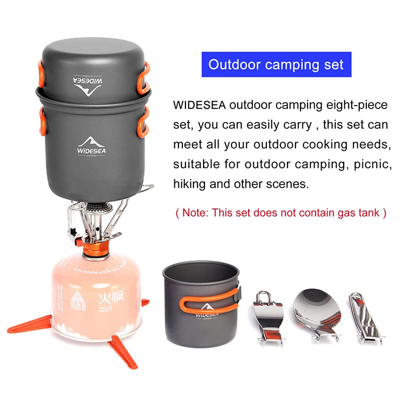 Widesea Camping Cookware Set Outdoor Tableware Equipment Supplies Burner Stove Folding Knife Fork Portable Pot Suit Tourism Cup - Get Outside Today 25