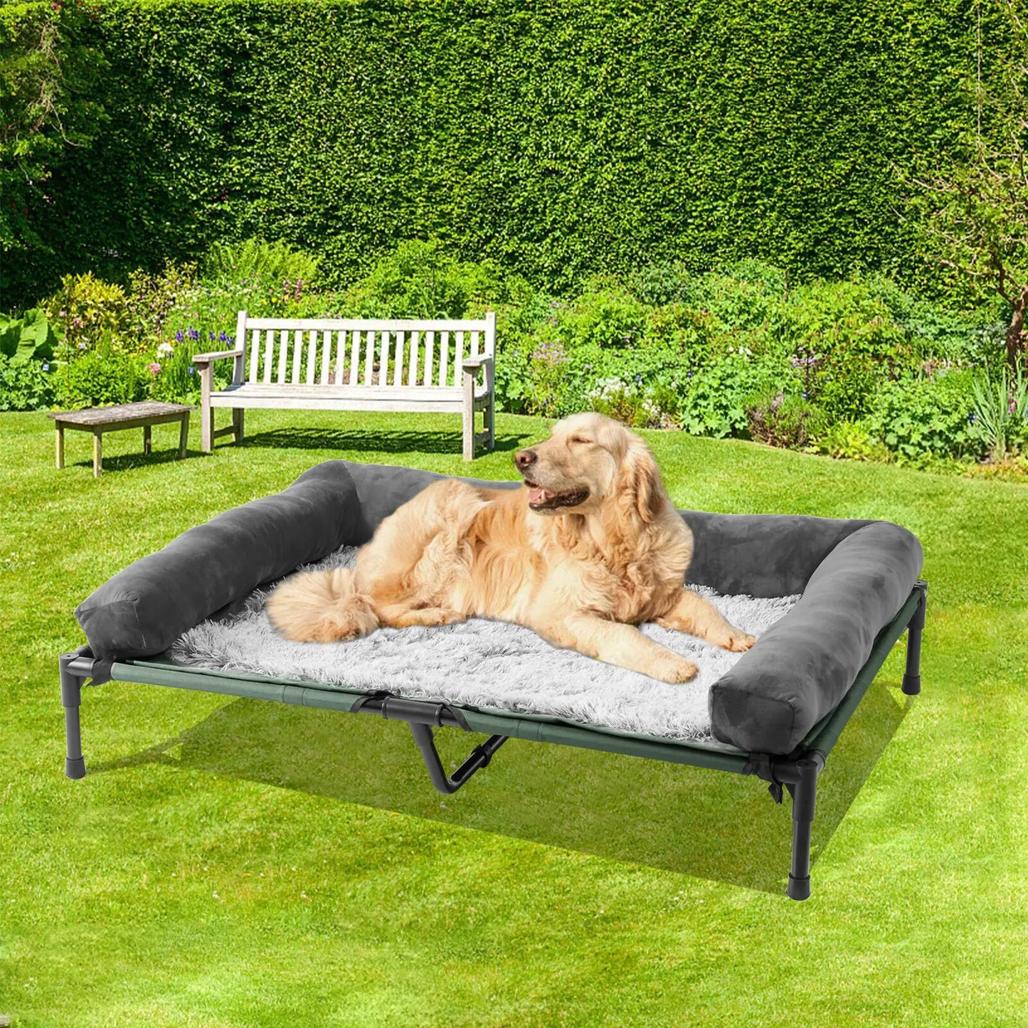 Extra Large Cooling Elevated Dog Bed with Bolster Waterproof - Get Outside Today 25