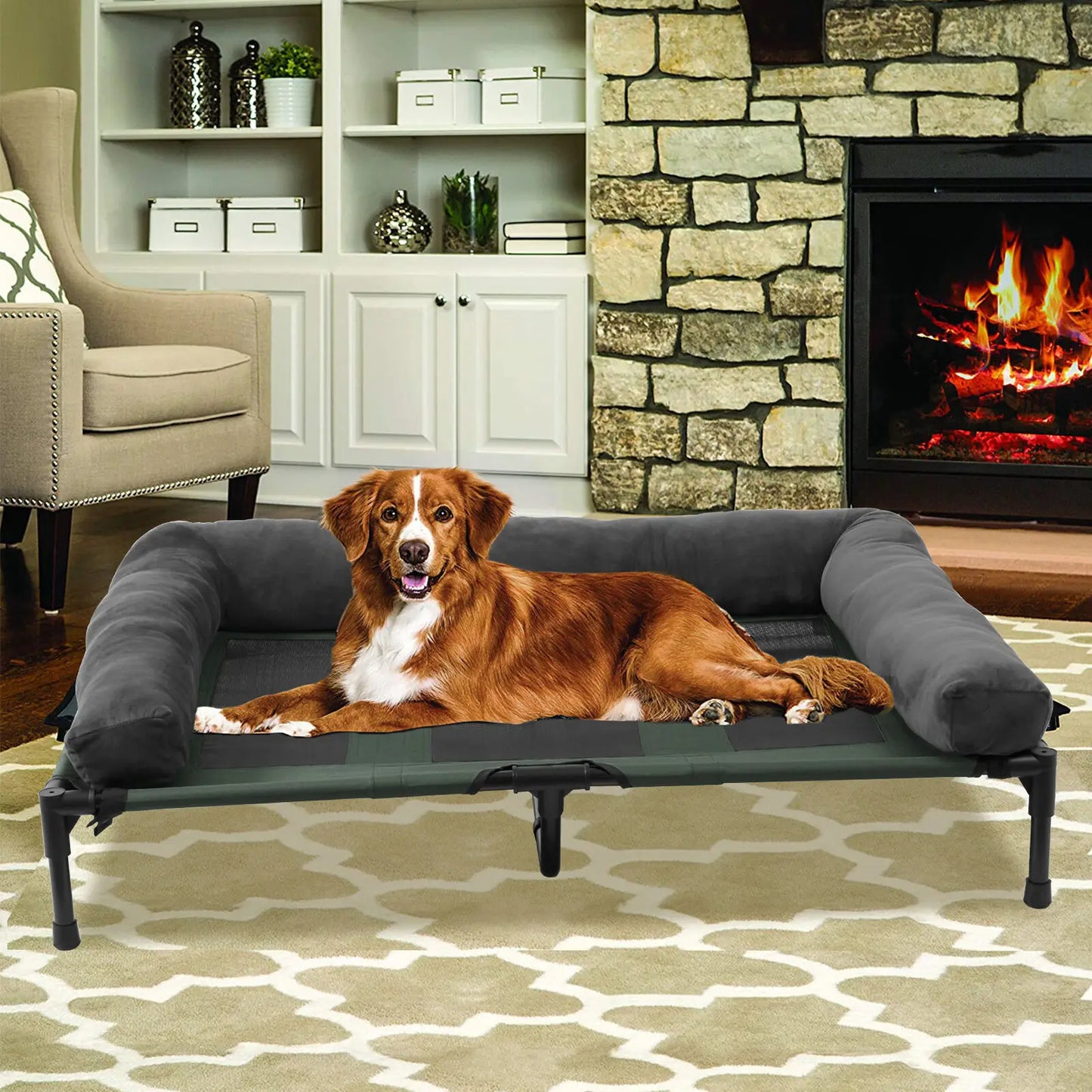 Extra Large Cooling Elevated Dog Bed with Bolster Waterproof - Get Outside Today 25