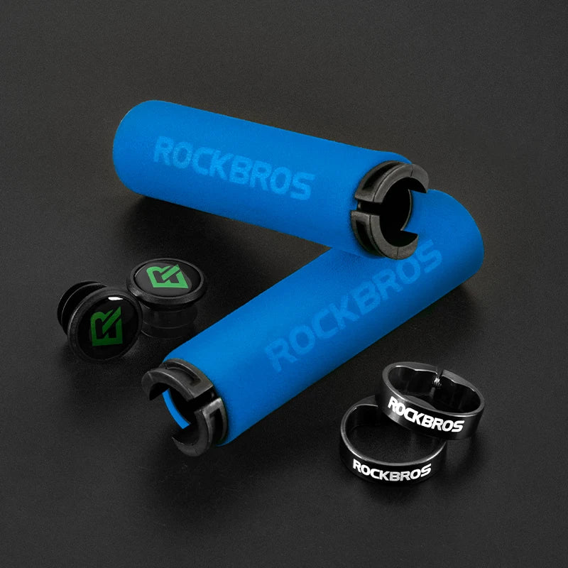 ROCKBROS Cycling Bicycle Gear Grips MTB Bike Silicone Sponge Handlebar Soft Ultralight Grips Anti-skid Shock-absorbing Bike Part