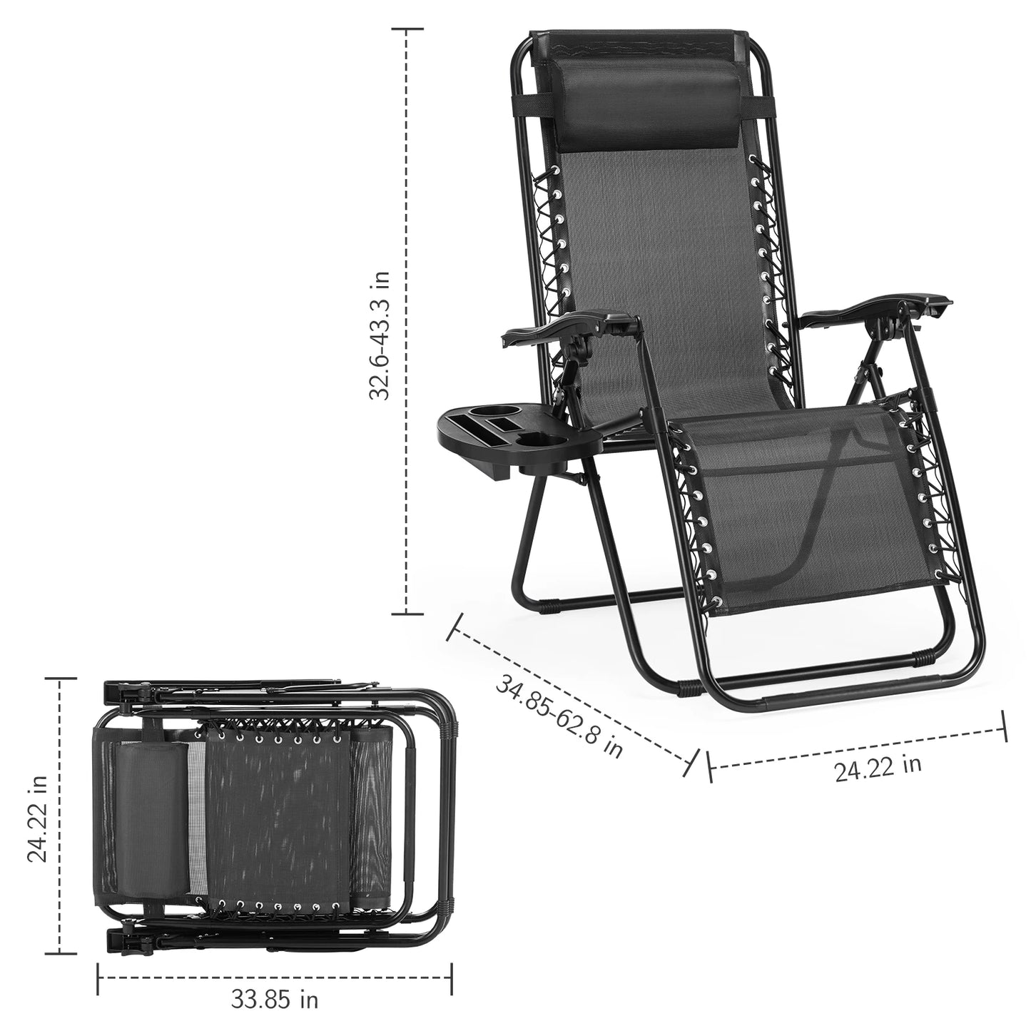 JHK Zero Gravity Set of 2 Portable Recliner Chairs - Get Outside Today 25