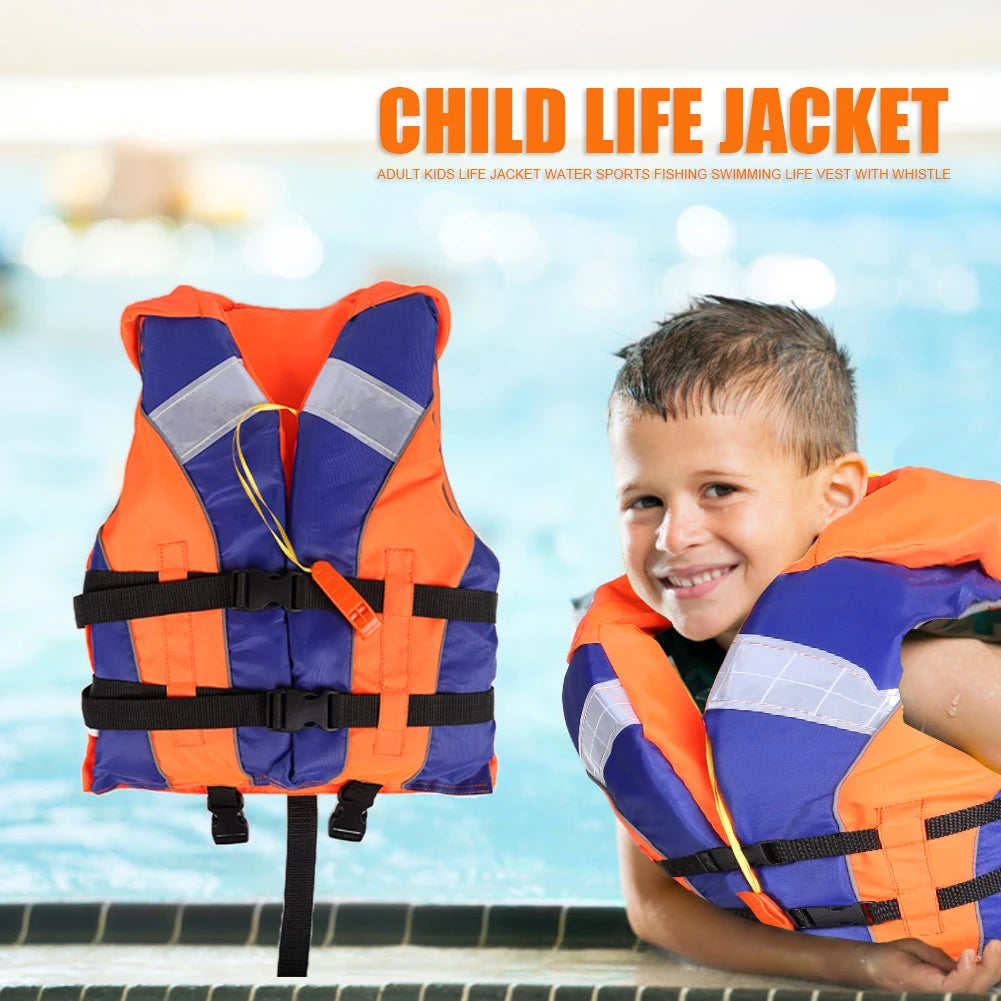 Adjustable Size Life Jacket with Whistle Fishing Drifting Swimming Life Vest