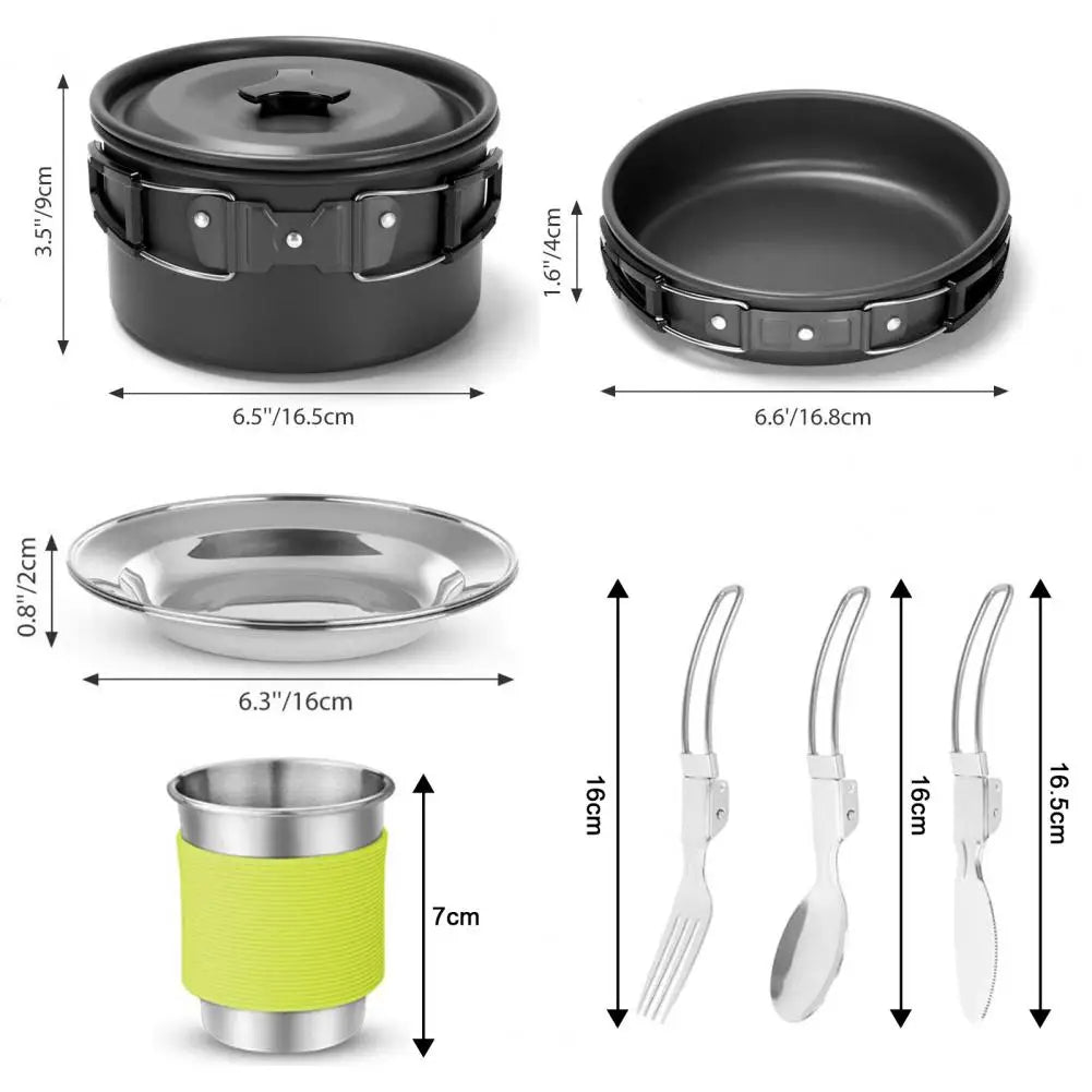 Portable Cooking Utensils Set Portable 2-person Camping Cookware Kit with Non-stick Pot Pan Kettle Outdoor Backpacking for Food - Get Outside Today 25
