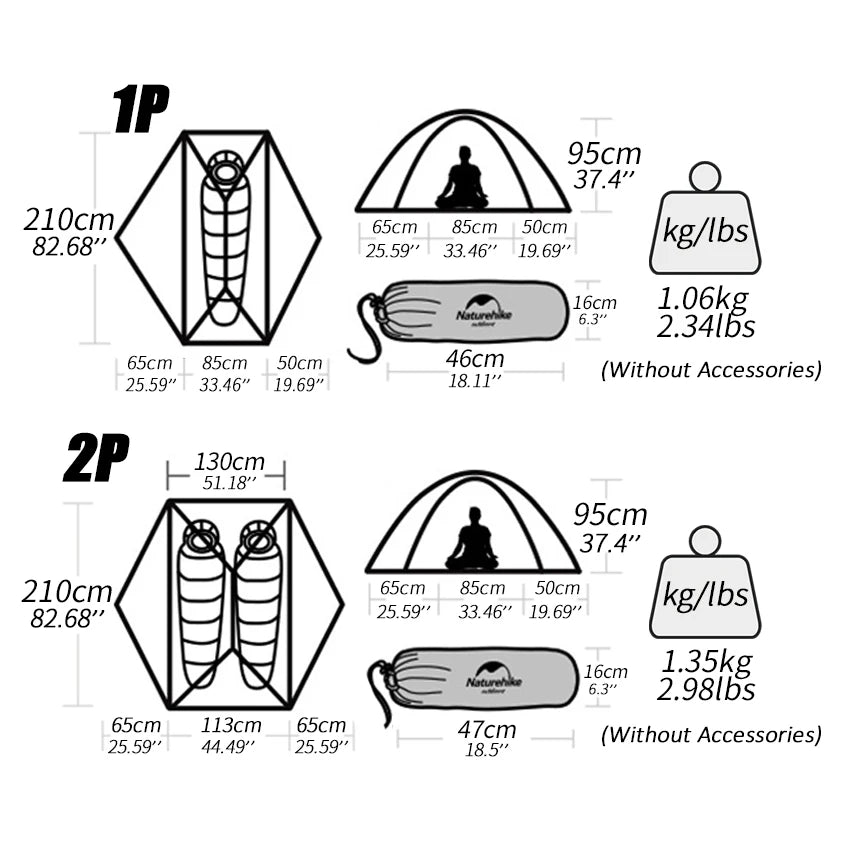 Naturehike Tent VIK Ultralight Camping Tents 1person 2person Cycling Tent Waterproof - Get Outside Today 25