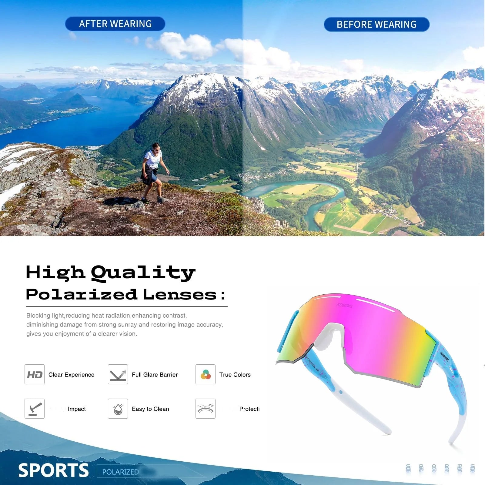 Polarized Sunglasses for Men and Women, Youth Kids Baseball Softball Sunglasses for Cycling, Running - Get Outside Today 25