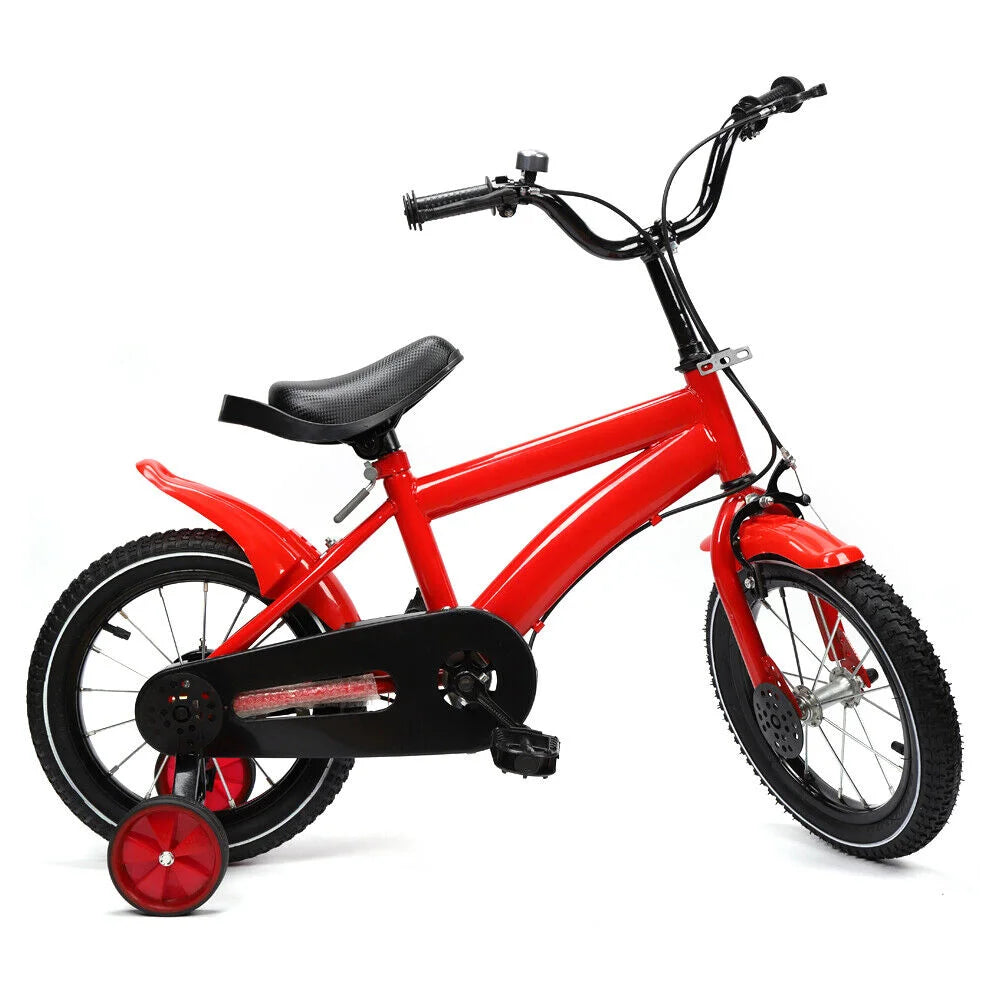 14 Inch Children's Bicycle for Boys and Girls Ages 2 to 11 in White Red Blue and Yellow