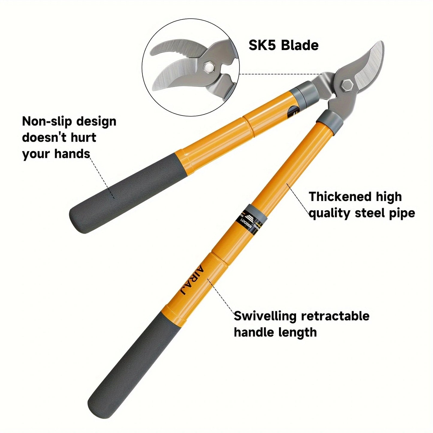 AIRAJ Bypass Lopper Hedge Shears Pruning Shears Garden Clippers