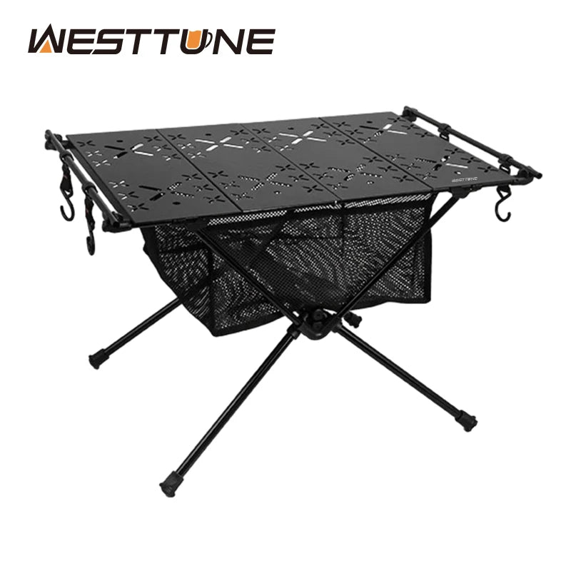 Westtune Folding Camping Table Aluminum Lightweight Portable Table with Storage Mesh Bag for Outdoor Picnic BBQ Hiking
