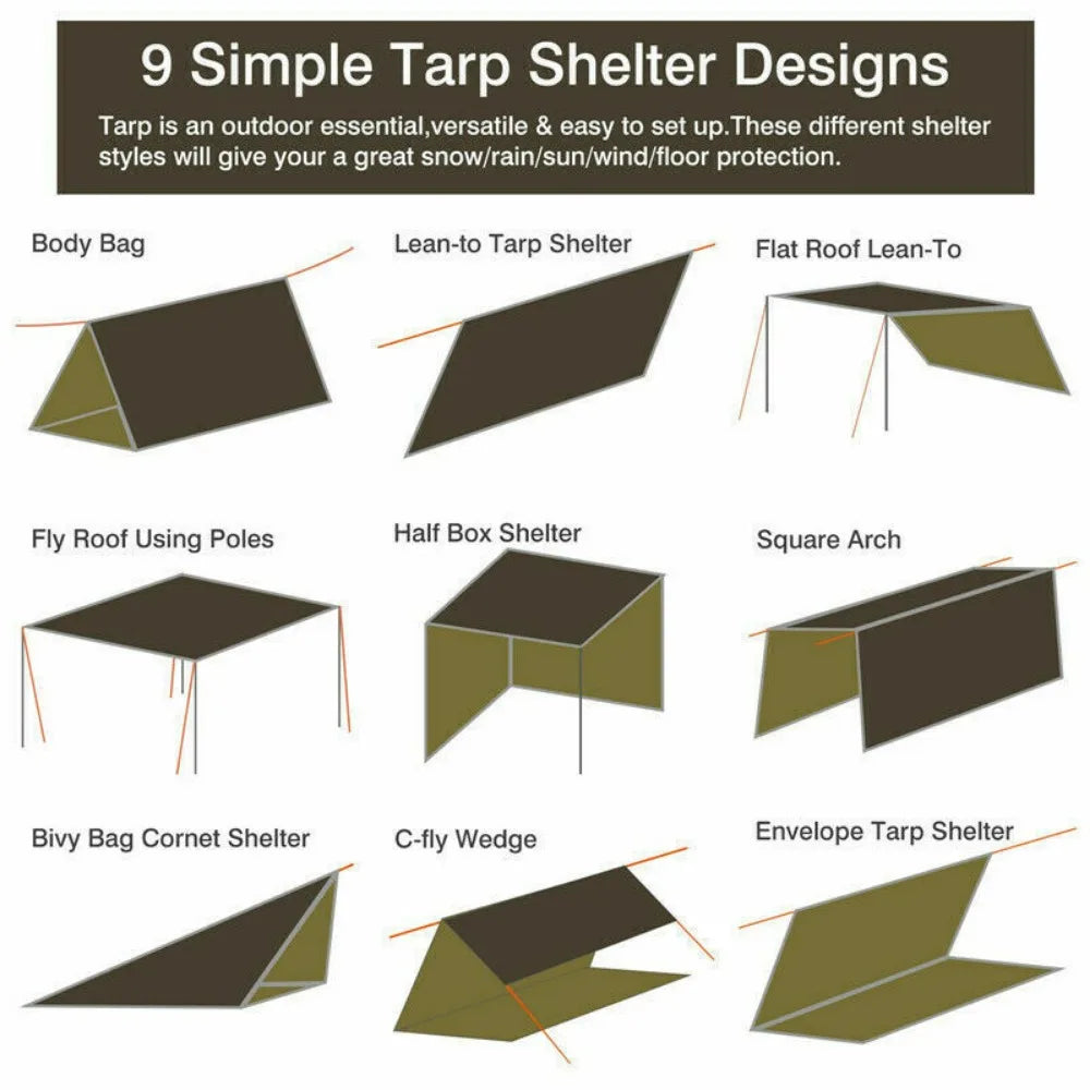 3Mx3M Camping Waterproof Awning Tarp Tent Dark Grey Ultralight Sun Shelter - Get Outside Today 25