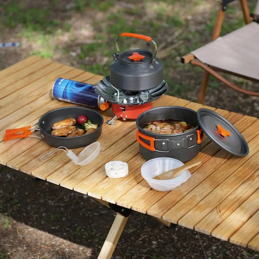 Foldable Handle Cookware Portable Camping Cookware Set for 2-3 People Non-stick Alumina Pots Pans Utensils for Outdoor - Get Outside Today 25
