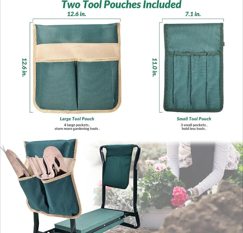 Portable Garden Kneeler and Seat Heavy Duty Garden Bench with Two Large Tool Pouches Prevent Knee and Back Pain Folding Sturdy Gardening Tools Gifts for Gardeners