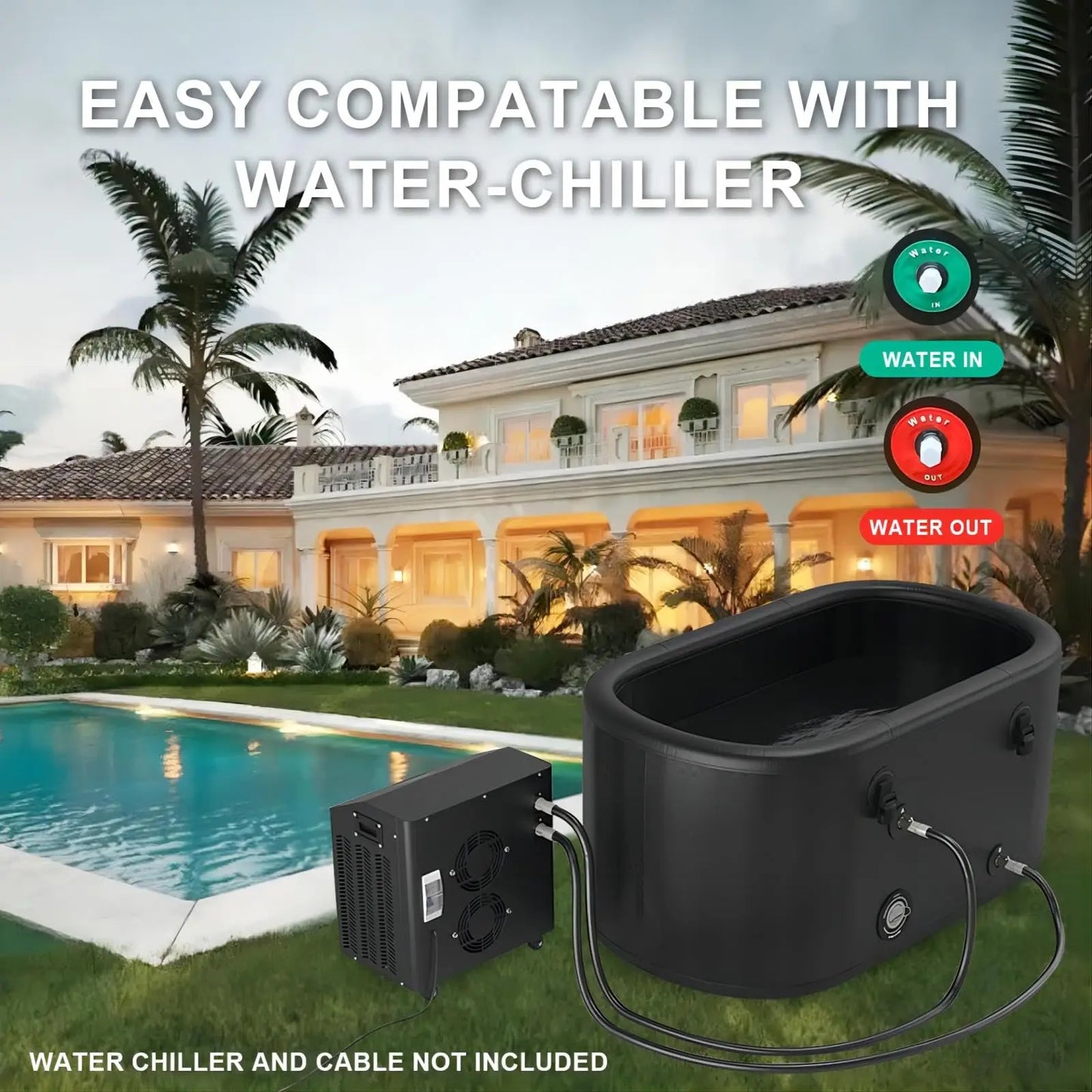 52L Inflatable Ice Bath Tub Compatible For Water Chillers 140 Gallons Portable Cold Plunge Tub for Athletes Recovery with Lid - Get Outside Today 25