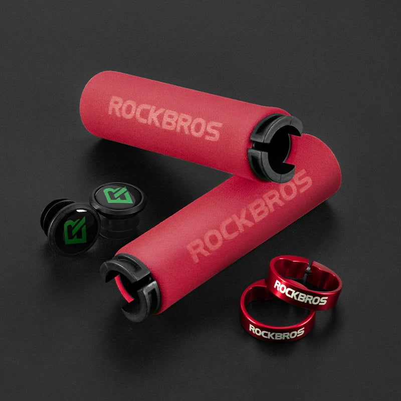 ROCKBROS Cycling Bicycle Gear Grips MTB Bike Silicone Sponge Handlebar Soft Ultralight Grips Anti-skid Shock-absorbing Bike Part