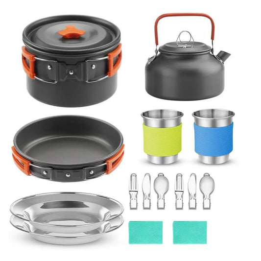 Portable Cooking Utensils Set Portable 2-person Camping Cookware Kit with Non-stick Pot Pan Kettle Outdoor Backpacking for Food - Get Outside Today 25