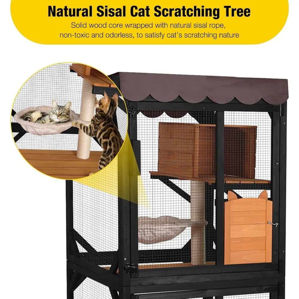 Enchanting Catio Outdoor Cat Enclosure with Wheels Resting Box Cat Scratching Post and Jumping Platform Perfect Outdoor Cat House - Get Outside Today 25