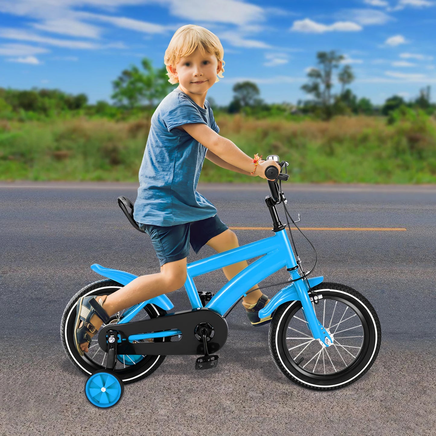 14 Inch Children's Bicycle for Boys and Girls Ages 2 to 11 in White Red Blue and Yellow