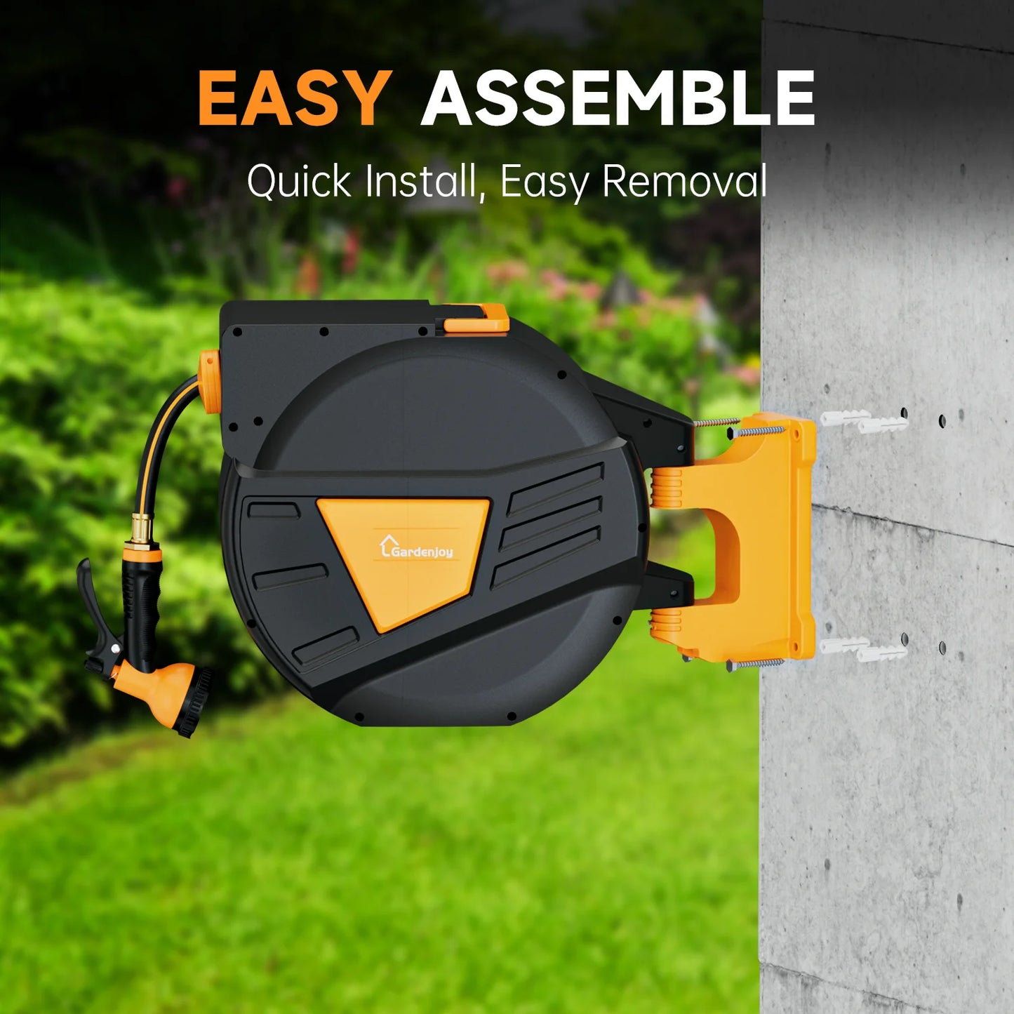 GardenJoy Retractable Hose Reel 130 Ft Wall Mounted Garden Tool