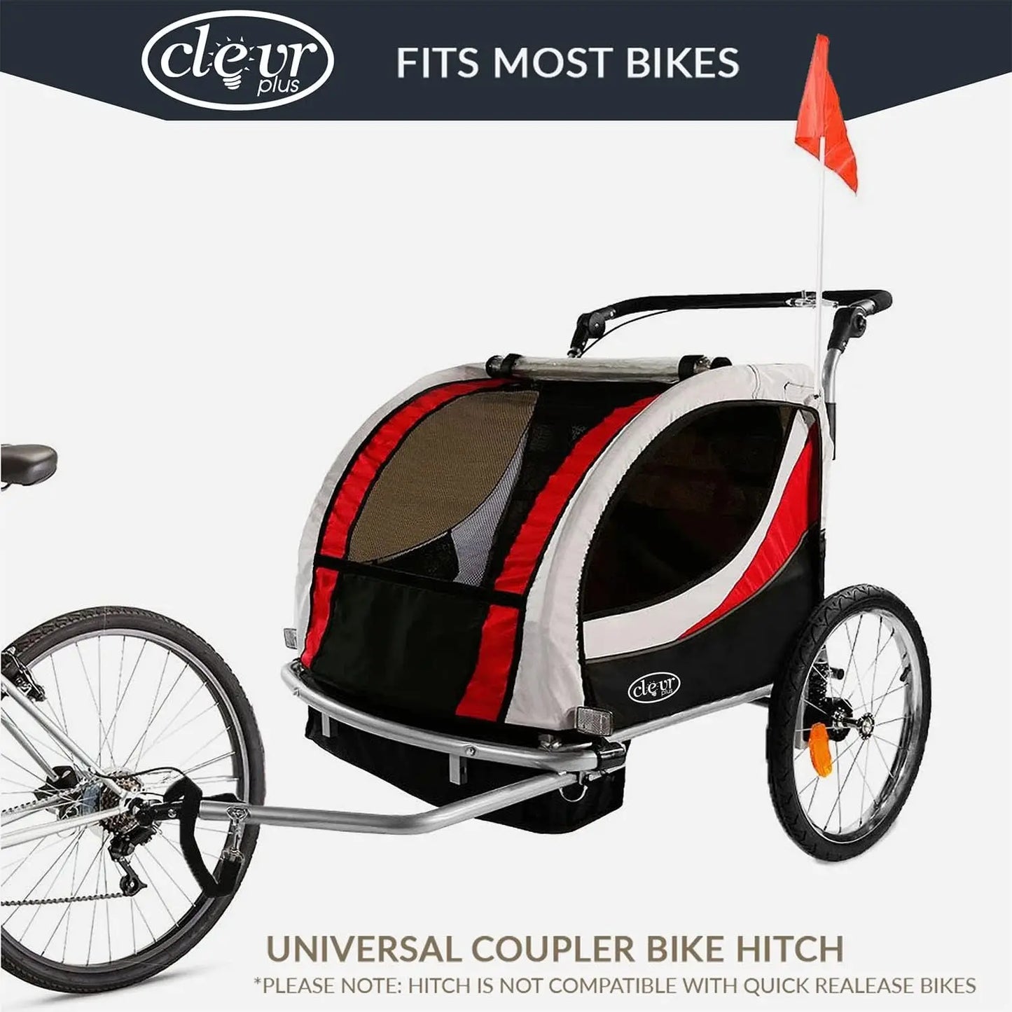 Deluxe 3-in-1 Double Two Seat Bicycle Bike Trailer Jogger Stroller for Kids Children Foldable Collapsible with Pivot Front Wheel