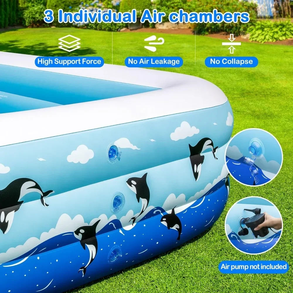Inflatable Swimming Pool for Kids and Adults Durable Thickened Family Pool 700 Gallons Blue PVC - Get Outside Today 25