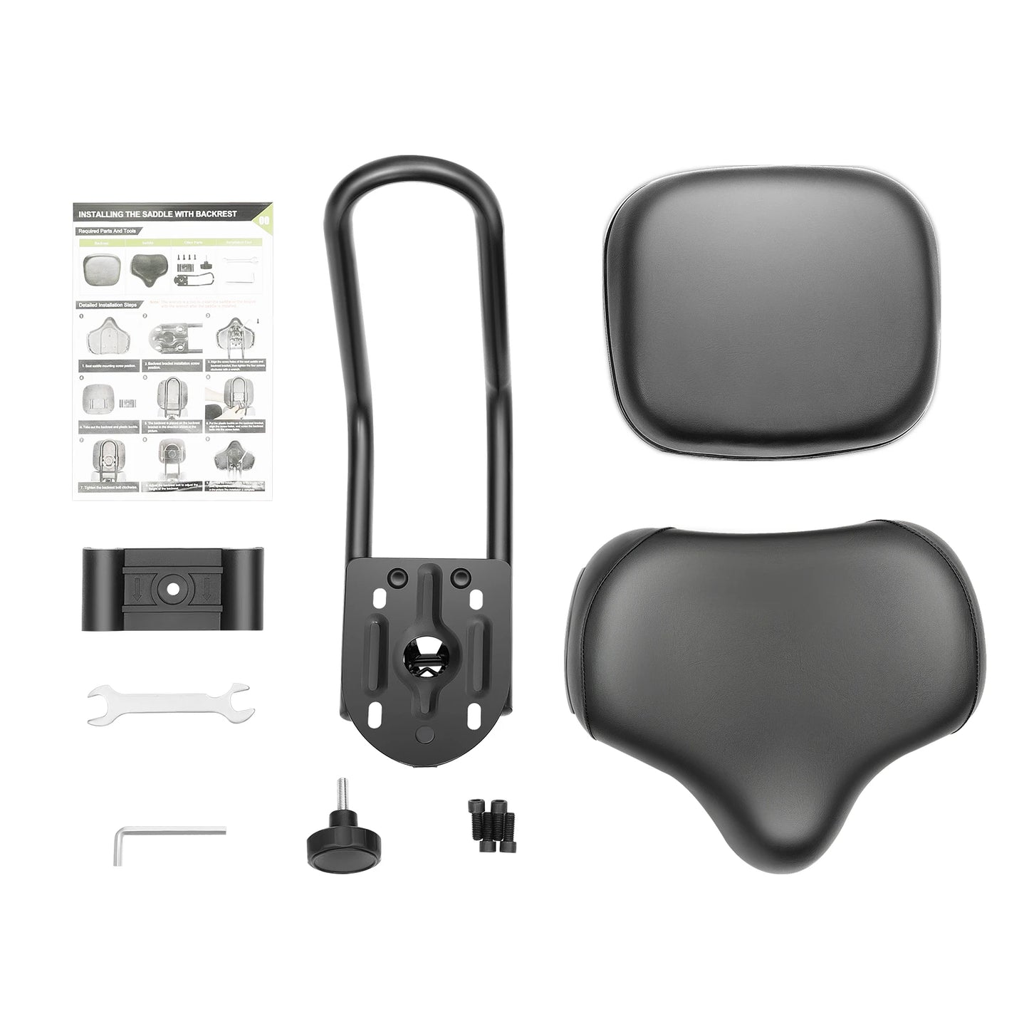 Height Adjustable Oversized Backrest Bike Tricycle Seat Sponge Soft Padded Bicycle Saddle
