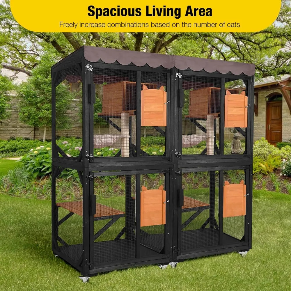 Enchanting Catio Outdoor Cat Enclosure with Wheels Resting Box Cat Scratching Post and Jumping Platform Perfect Outdoor Cat House - Get Outside Today 25