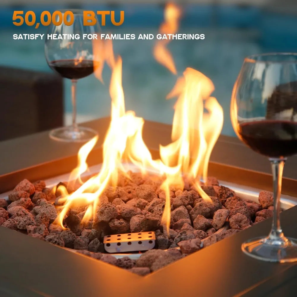 50000 BTU Propane Fire Pit Table 28 Inch Square Outdoor