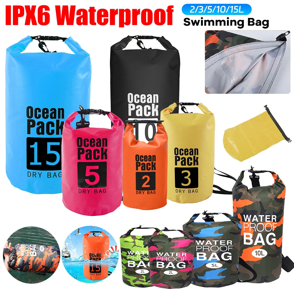 15-2L Swimming Waterproof Dry Bag Outdoor Floating Trekking Beach Backpack PVC Thickened Double-Layer Fabric IPX6 Waterproof Bag - Get Outside Today 25