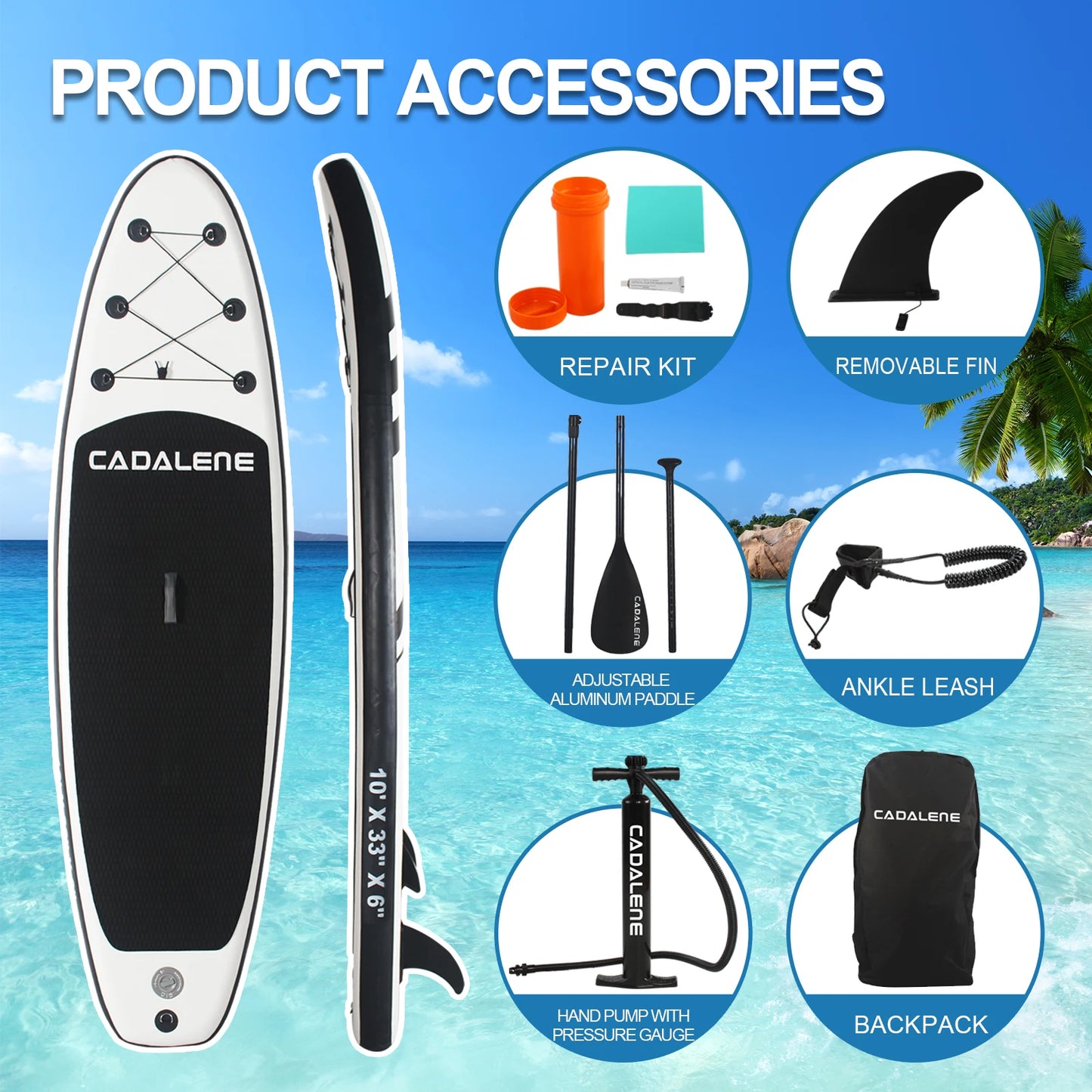 CADALENE Inflatable Stand Up Paddle Board Anti Slip Deck