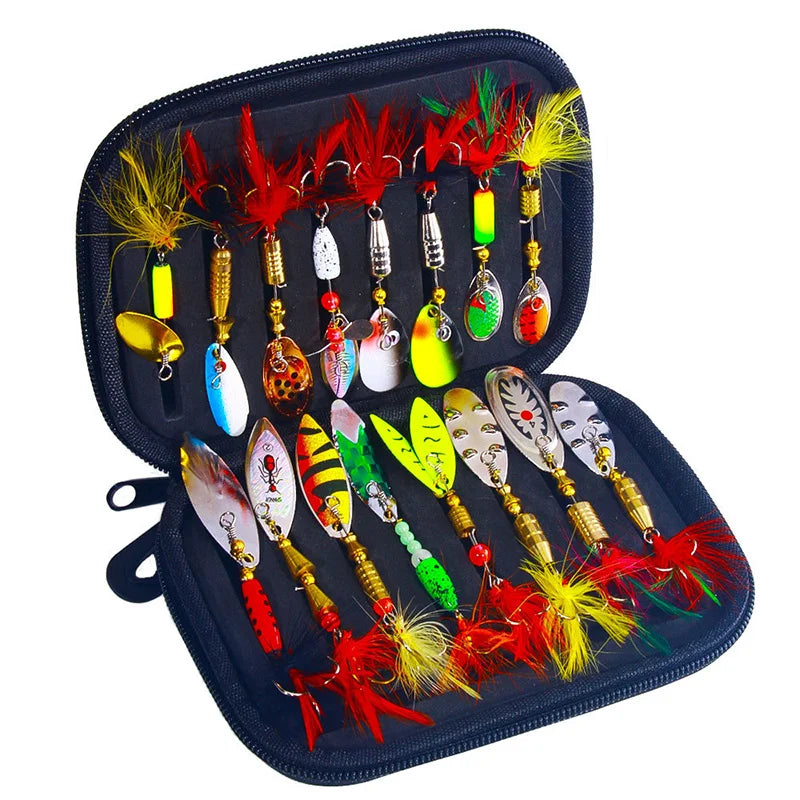 16PCS Fake Bait Spinner Lures Metal Bait Fishing Lure Spinnerbait Bass Trout Salmon Hard Metal Spinner Baits Kit With Tackle - Get Outside Today 25