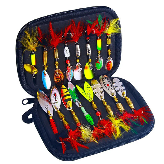 16PCS Fake Bait Spinner Lures Metal Bait Fishing Lure Spinnerbait Bass Trout Salmon Hard Metal Spinner Baits Kit With Tackle - Get Outside Today 25