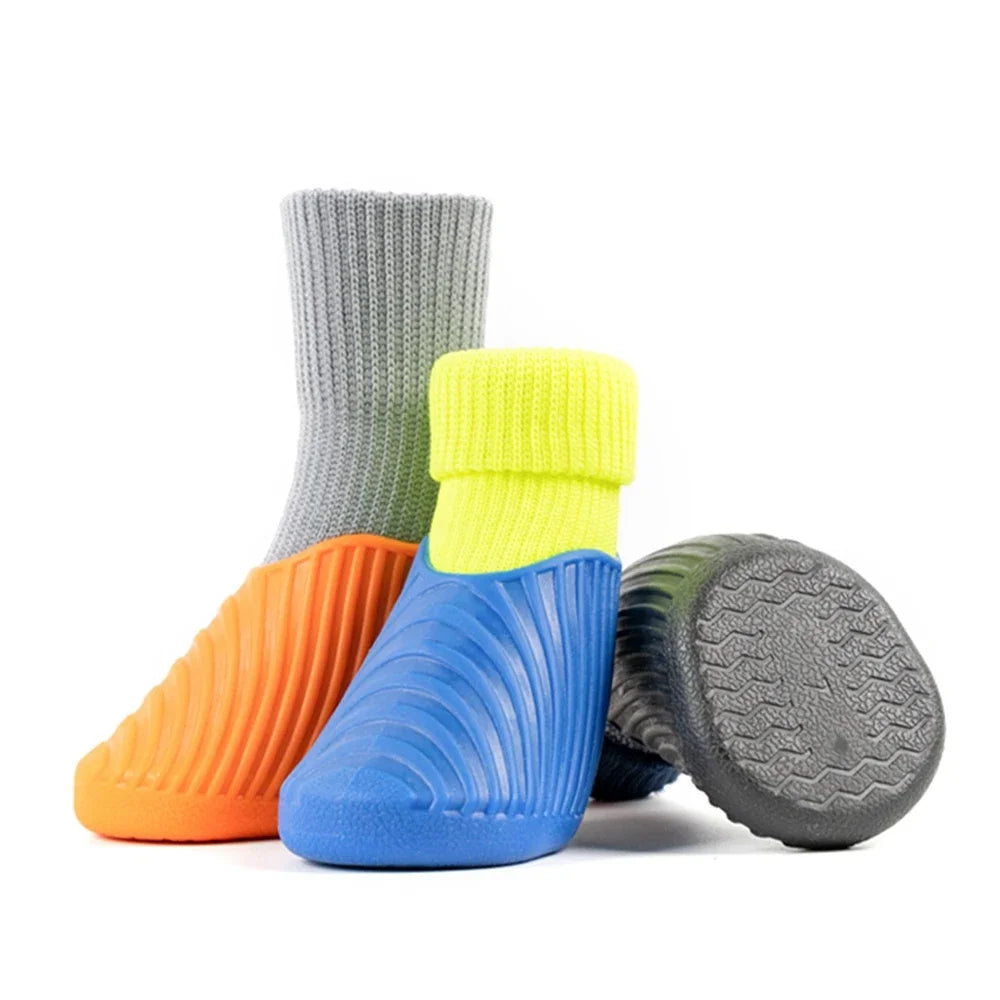 4PCS Dog Shoes Waterproof Fall Winter Pet Snow Boots Puppy Sock Shoes with Antislip Sole Soft Comfortable Dog Paw Protector - Get Outside Today 25