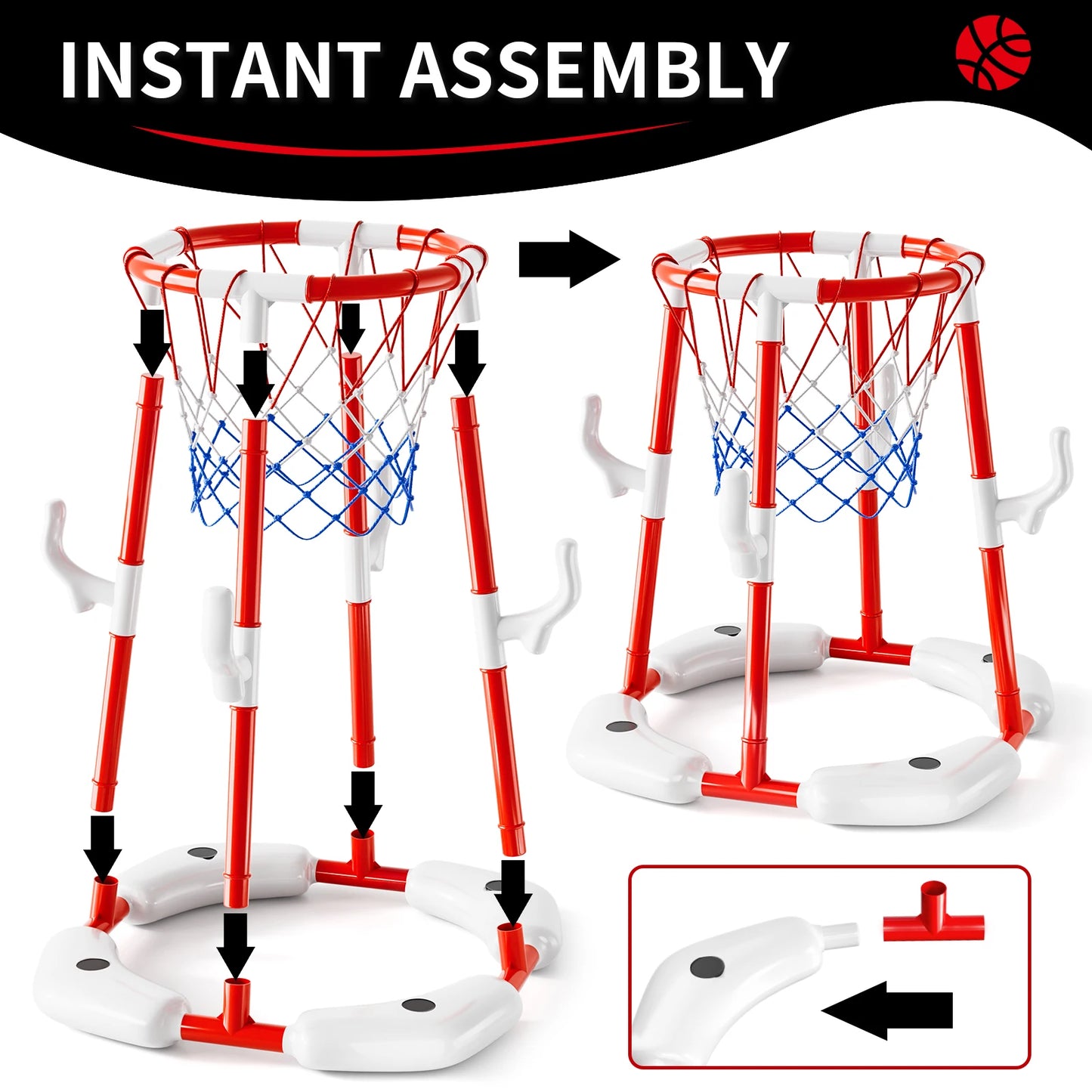 Summer Pool Basketball Hoop Toys Floating Basketball Pool Game Swimming Floats With 4 Balls Outdoor Indoor Water Play Toys
