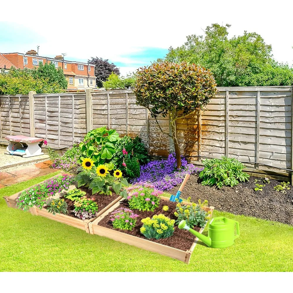 S AFSTAR 3 Tier Raised Garden Bed Wood Elevated Planter Box with 3 Dividable Bed Kit Outdoor Above Ground Garden Beds for Plants