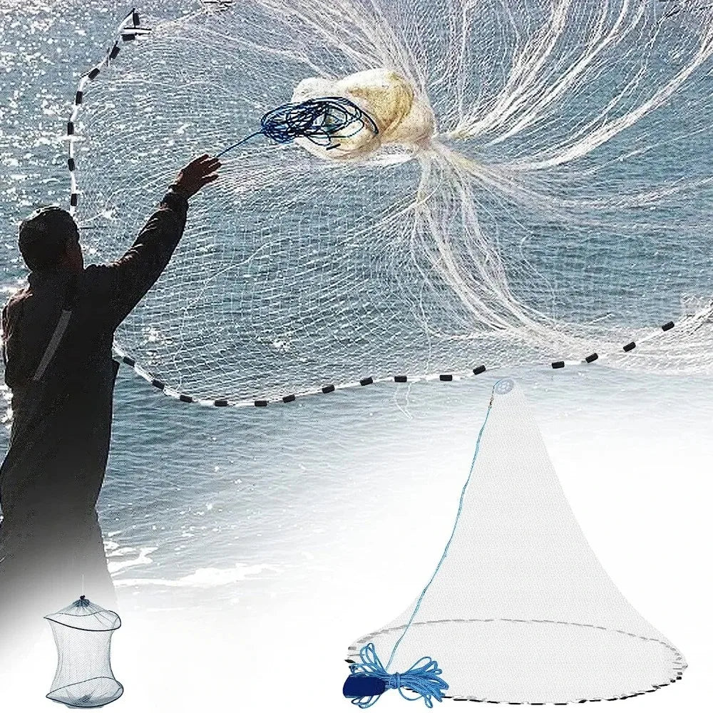 Cast Net 4Ft-8FT Radius Bait Net for Fishing Small Mesh Throw Cast Net Premium Fishing Nets for Saltwater with Aluminum Sinker - Get Outside Today 25
