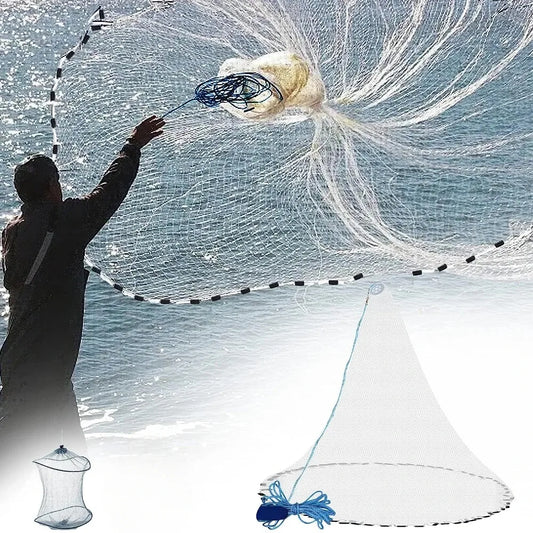 Cast Net 4Ft-8FT Radius Bait Net for Fishing Small Mesh Throw Cast Net Premium Fishing Nets for Saltwater with Aluminum Sinker - Get Outside Today 25