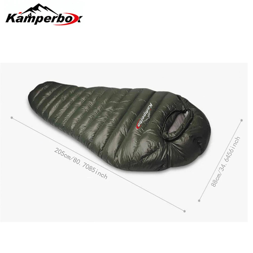Kamperbox Goose Down Sleeping Bag For Winter Camping 0C To Minus 10C Nylon Shell Standard Length Adult