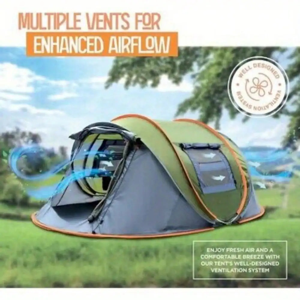 Camping Tent for 4 People Easy Pop Up Design with 2 Doors UPF50 Waterproof