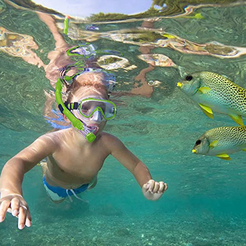 Kids Snorkel Set Diving Mask+Breathing Tubes Boy Girls Fashion Scuba Diving Anti Fog Safe Breathing Sets Underwater Accessories