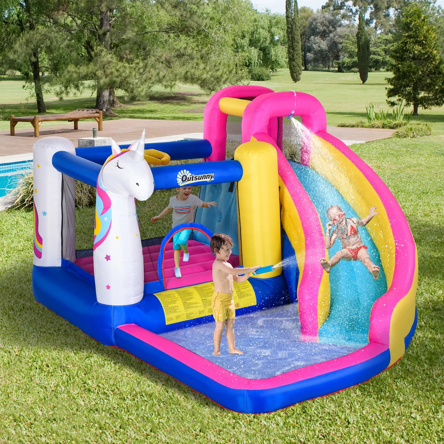 Unicorn 5-in-1 Large Inflatable Bounce House and Water Slide for Kids Ages 3-8 - Get Outside Today 25