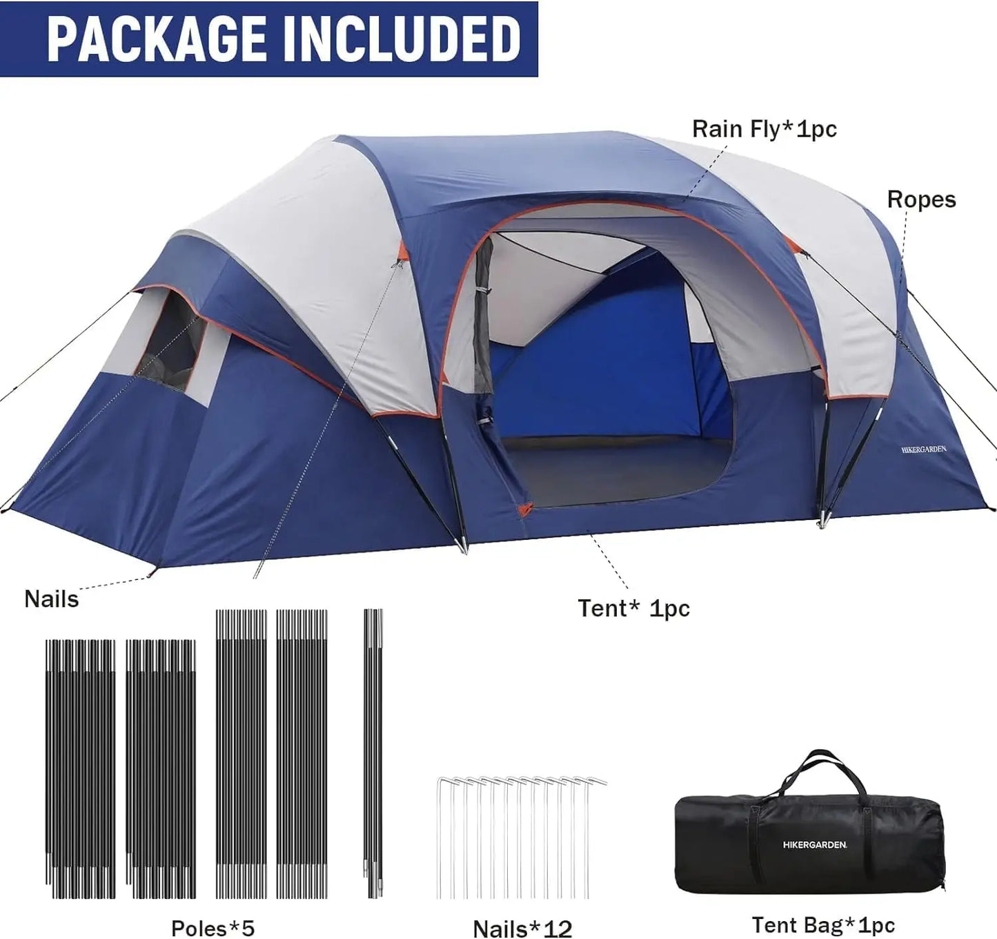 HIKERGARDEN 10 Person Camping Tent Portable Easy Setup - Get Outside Today 25