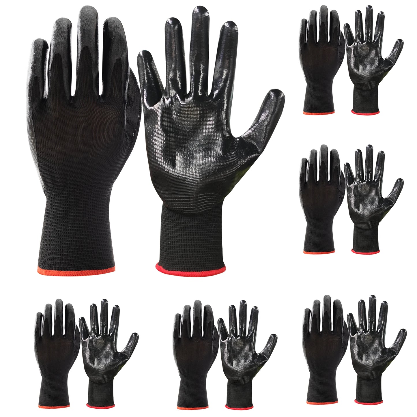 6-Pack Nitrile Rubber Gloves Oil-Resistant Grip Medium - Get Outside Today 25