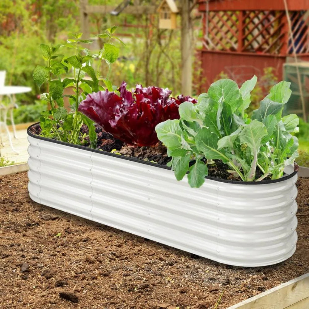 Outdoor Raised Garden Bed Kit Galvanized Metal Planter Box with Rubber Gloves - Get Outside Today 25