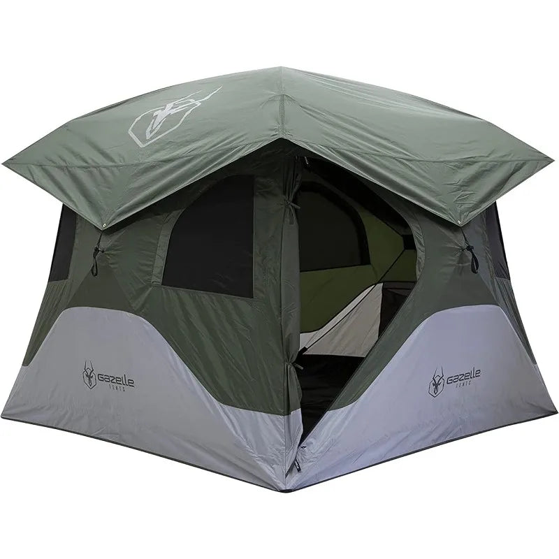 Gazelle Tents T4 Hub Tent Waterproof UV Resistant Easy 90 Second Set Up Removable Floor Ample Storage Options 4 Person