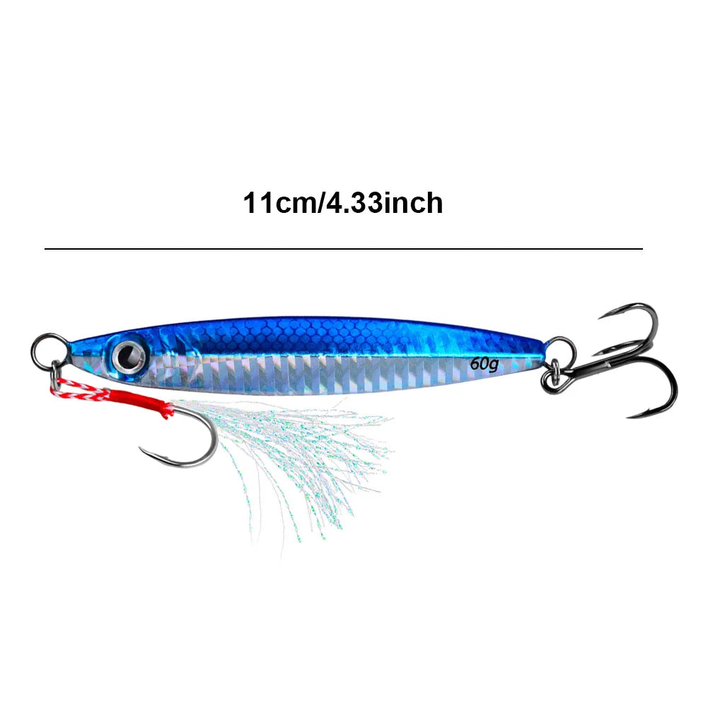 11cm/60g Metal Jig Fishing Lure Fast Sinking Artificial Bait Bass Fishing Bait Trout Jigging Lure for Sea Fishing Boat Fishing - Get Outside Today 25