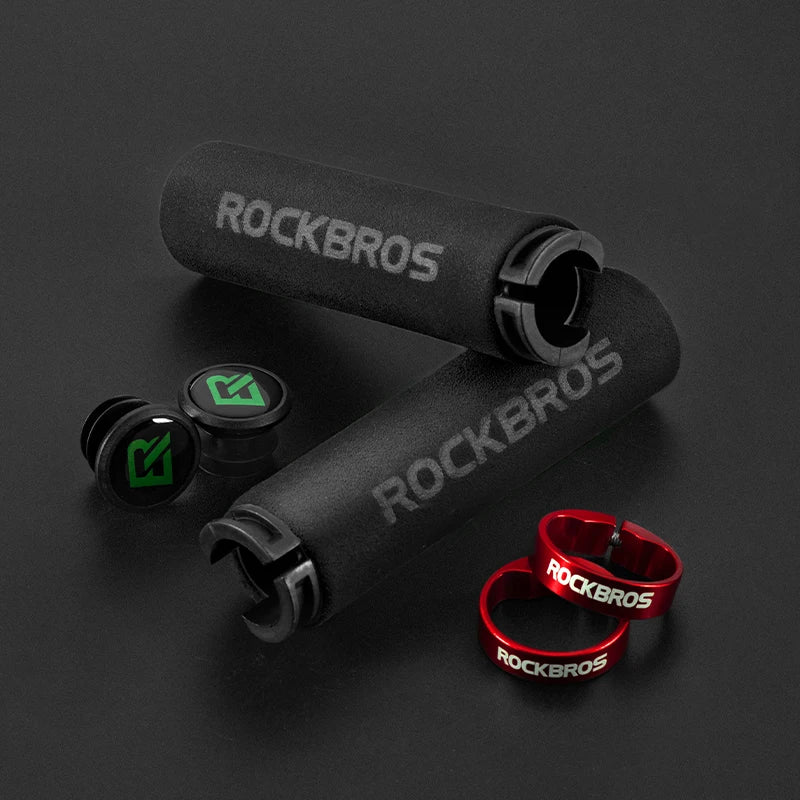 ROCKBROS Cycling Bicycle Gear Grips MTB Bike Silicone Sponge Handlebar Soft Ultralight Grips Anti-skid Shock-absorbing Bike Part