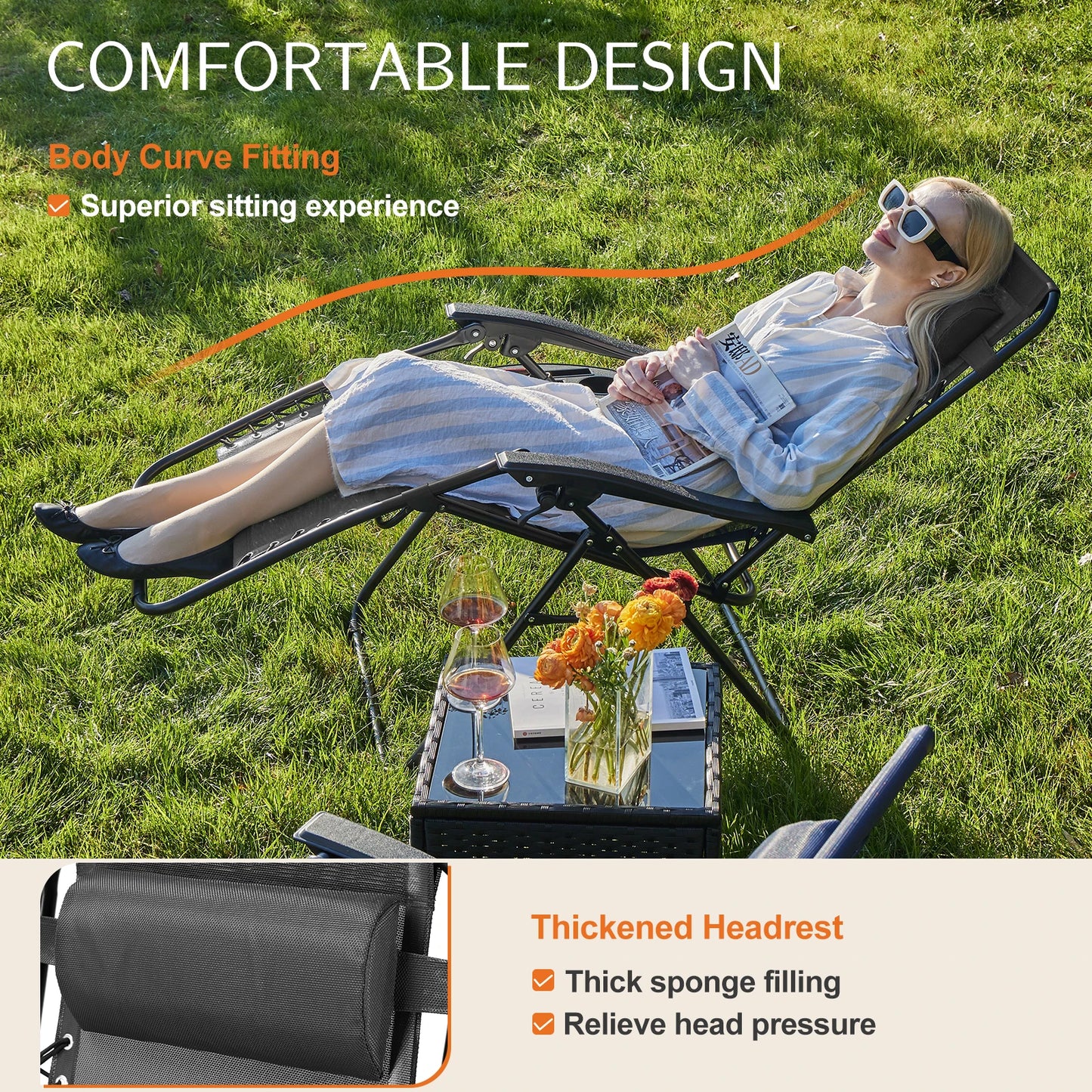JHK Zero Gravity Set of 2 Portable Recliner Chairs - Get Outside Today 25