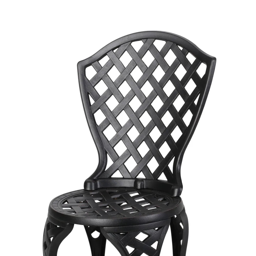 Metal Outdoor Garden Furniture Set with Lattice Pattern for Patio and Backyard